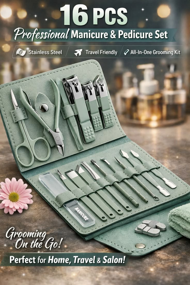 16 Pcs Manicure & Pedicure Kit